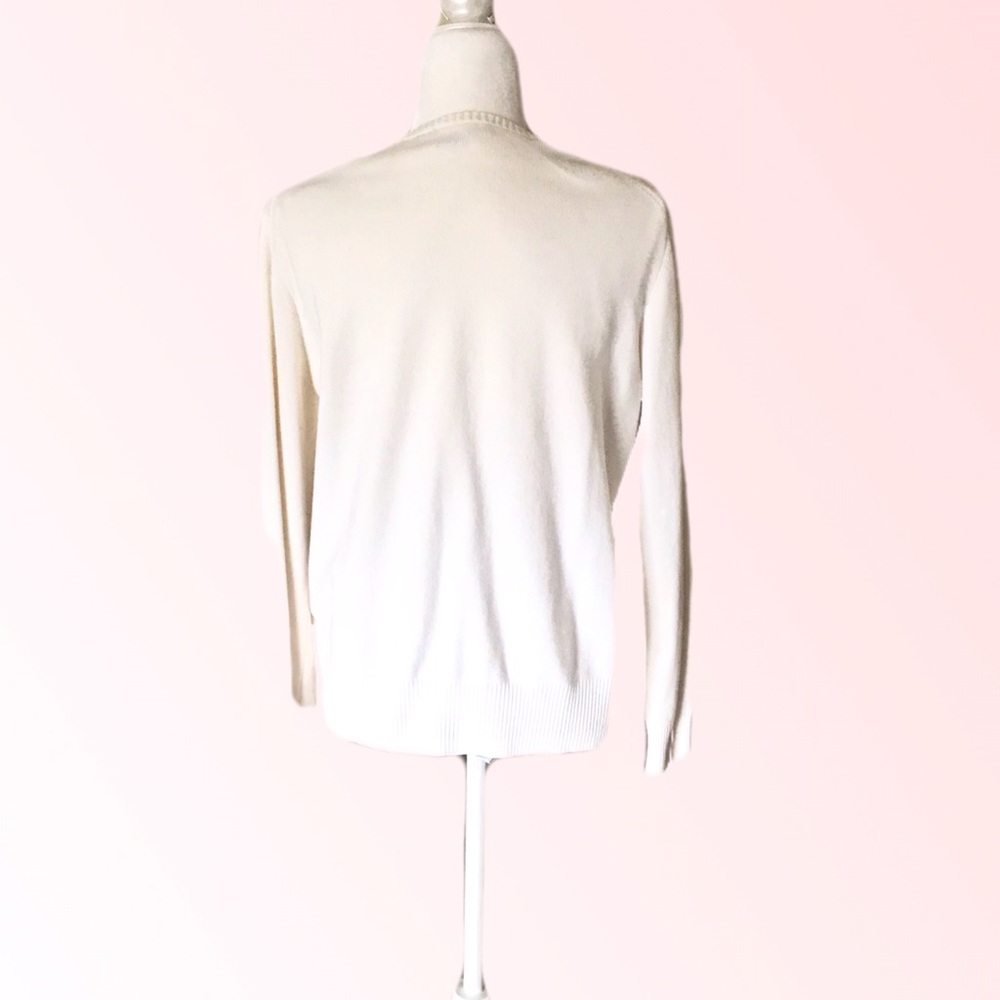 Croft & Barrow Ivory Pearl Button Cardigan - Picture 3 of 5